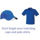 Personalise caps and polo shirts to match your glove logo