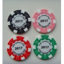 Poker Chip (Dice) Golf Ball Marker With Printed Resin Dome